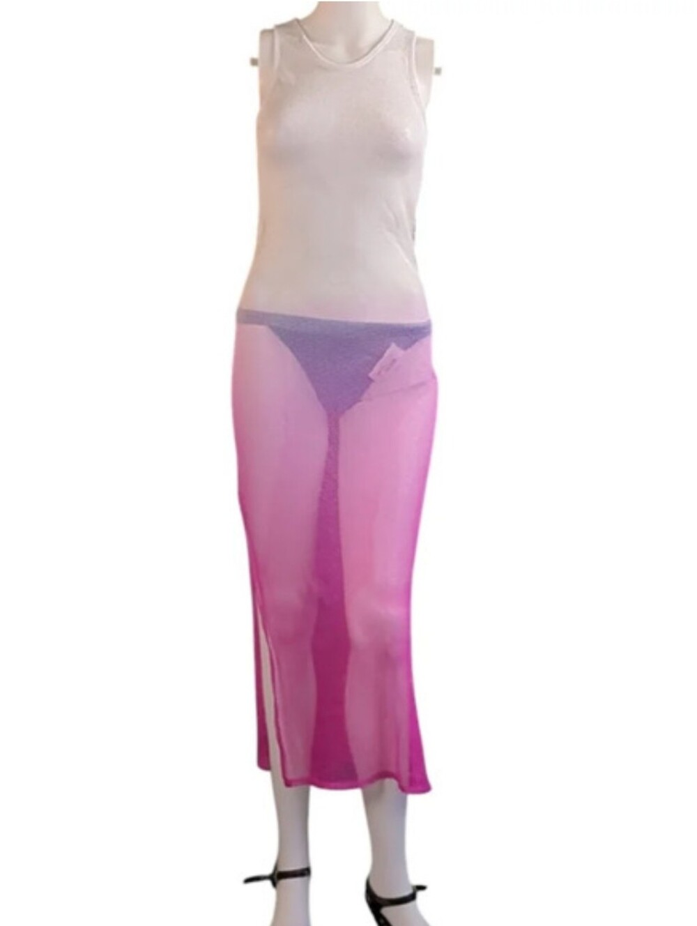 Ombre Pink Mesh Maxi Cover Up - Picture 4 of 12
